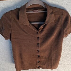 Brandy Melville Chocolate Button-Down Shirt